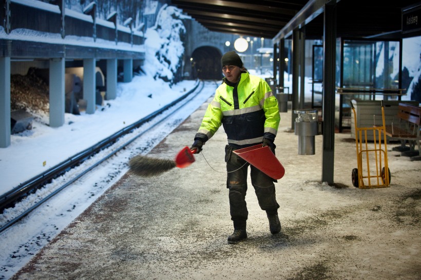 Bild av sandning på station